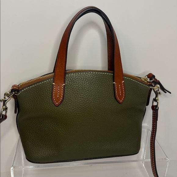 Dooney & Bourke NWOT Ruby Olive Pebbled & Brown Leather Two-Way Bag - Picture 4 of 12